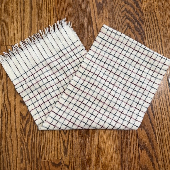 Abraham & Straus Other - Abraham & Straus Vintage Wool Scarf Cream Gray Maroon Stripe German Made OS
